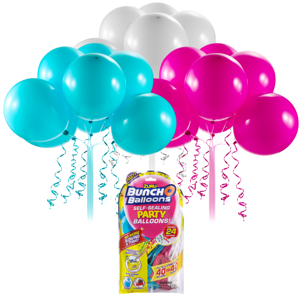 Baloane de petrecere Set Rezerve Roz, Bleu, Alb, Bunch O Balloons, 24 baloane