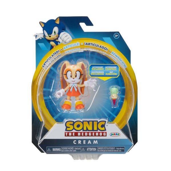 Nintendo Sonic - Figurina articulata 10 cm, Modern Cream W Ring, S13