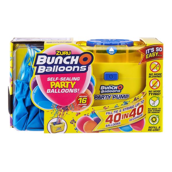 Set baloane de petrecere si pompa, Bunch o Balloons, Blue, 16buc