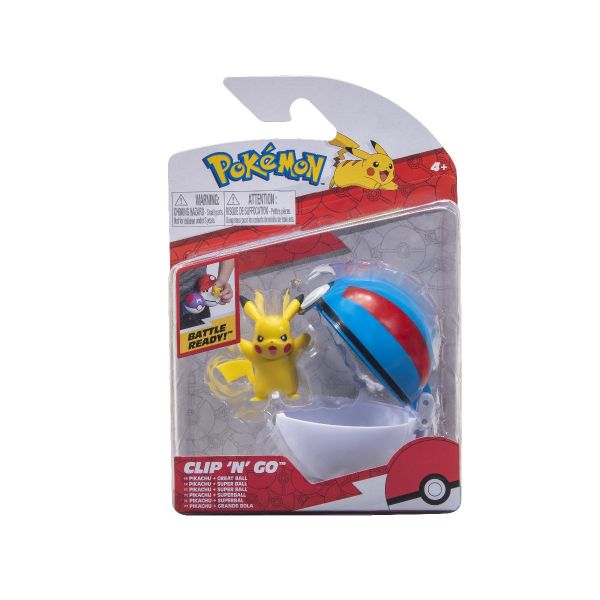 Figurine Clip' N' Go, Pokemon,  Pikachu #9 & Great Ball
