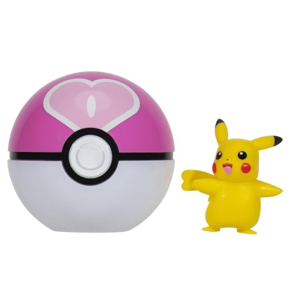 Pokemon - Set 2 figurine Clip n Go, Pikachu (Female) with Love Ball W19